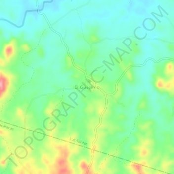 Mapa topográfico El Guasimo, altitud, relieve
