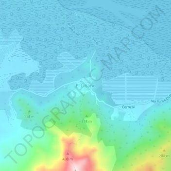 Mapa topográfico El Líbano, altitud, relieve