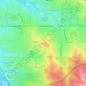 Mapa topográfico Chapparal, altitud, relieve