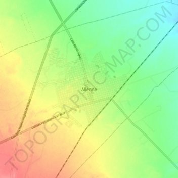 Mapa topográfico Allende, altitud, relieve