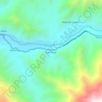 Mapa topográfico Cabecera de Huachinga, altitud, relieve