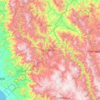 Mapa topográfico Cutervo, altitud, relieve