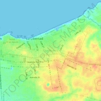 Mapa topográfico Filan Banco, altitud, relieve