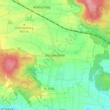 Mapa topográfico Möckenlohe, altitud, relieve