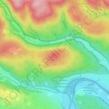 Mapa topográfico Lindenhardt, altitud, relieve