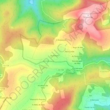 Mapa topográfico Remourelle, altitud, relieve