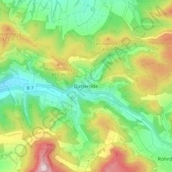 Mapa topográfico Datterode, altitud, relieve