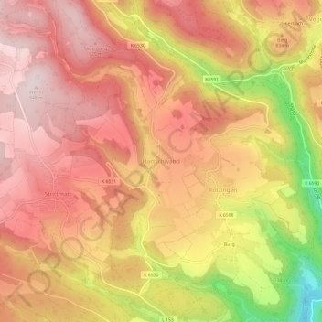 Mapa topográfico Hartschwand, altitud, relieve
