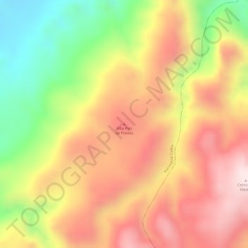 Mapa topográfico Alto Pan de Freites, altitud, relieve