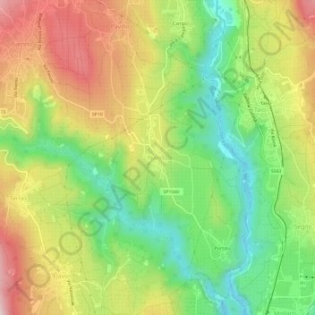 Mapa topográfico Nanno, altitud, relieve