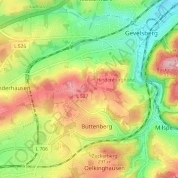 Mapa topográfico Hilgenplatz, altitud, relieve