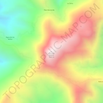 Mapa topográfico Cerro El Balcón, altitud, relieve