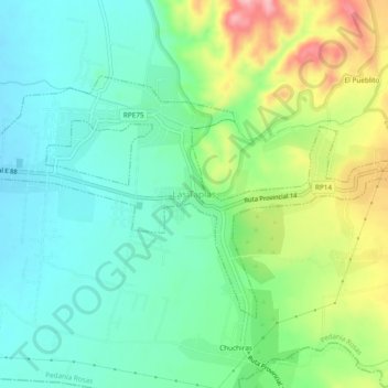 Mapa topográfico Las Tapias, altitud, relieve
