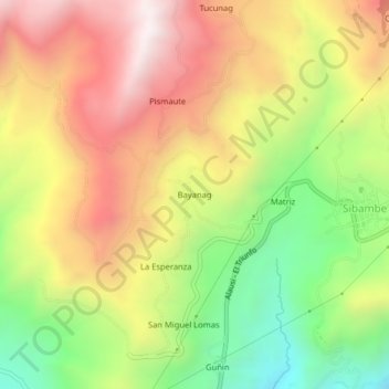 Mapa topográfico Bayanag, altitud, relieve
