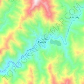 Mapa topográfico Tayoltita, altitud, relieve
