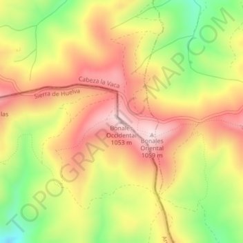 Mapa topográfico Bonales Occidental, altitud, relieve