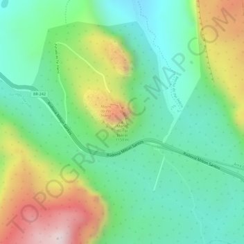 Mapa topográfico Morro do Pai Inácio, altitud, relieve