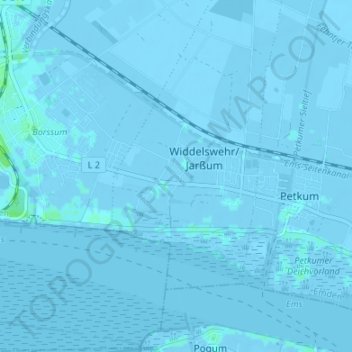 Mapa topográfico Jarßum, altitud, relieve