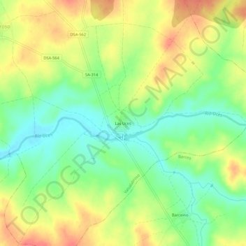 Mapa topográfico Las Uces, altitud, relieve