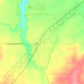 Mapa topográfico Spring Coulee, altitud, relieve
