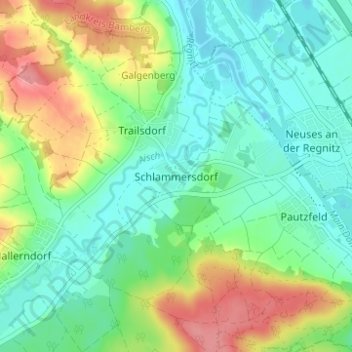 Mapa topográfico Schlammersdorf, altitud, relieve