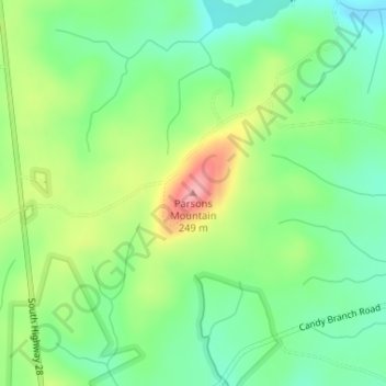 Mapa topográfico Parsons Mountain, altitud, relieve