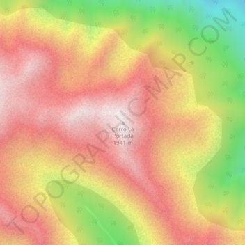 Mapa topográfico Cerro La Portada, altitud, relieve
