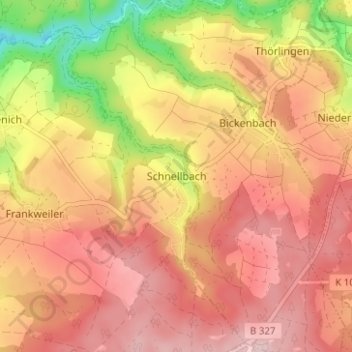 Mapa topográfico Schnellbach, altitud, relieve