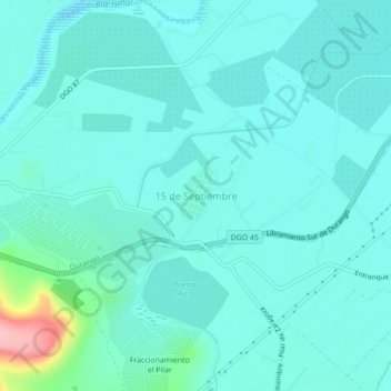 Mapa topográfico 15 de Septiembre, altitud, relieve