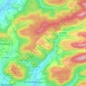Mapa topográfico Gagernberg, altitud, relieve