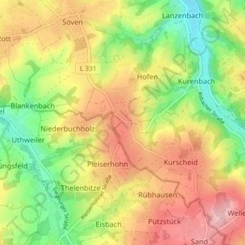 Mapa topográfico Westerhausen, altitud, relieve