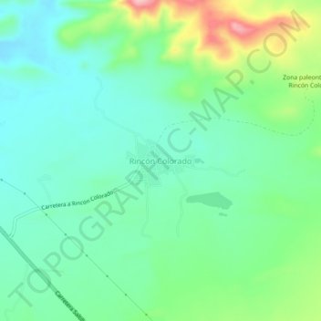 Mapa topográfico Rincón Colorado, altitud, relieve