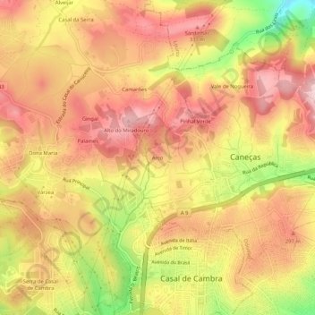 Mapa topográfico Arco, altitud, relieve