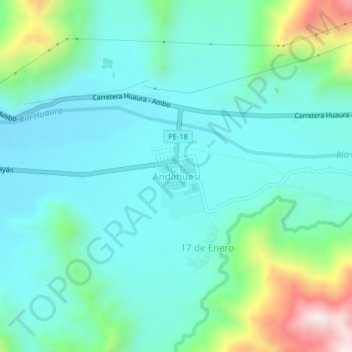 Mapa topográfico Andahuasi, altitud, relieve