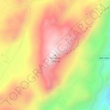 Mapa topográfico Ventana, altitud, relieve