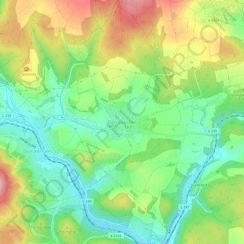 Mapa topográfico Steingebronn, altitud, relieve