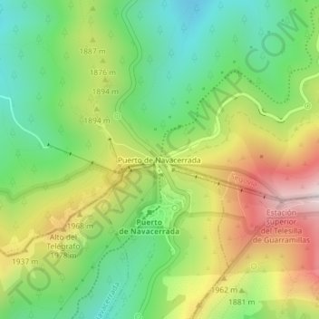 Mapa topográfico Puerto de Navacerrada, altitud, relieve