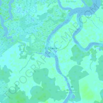 Mapa topográfico El Charco, altitud, relieve