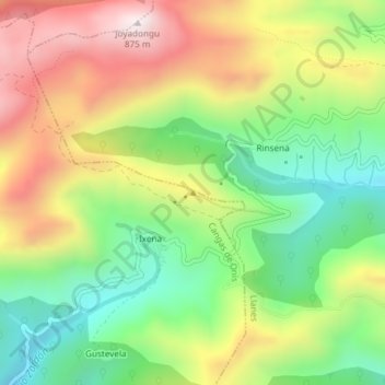 Mapa topográfico Felguerina, altitud, relieve