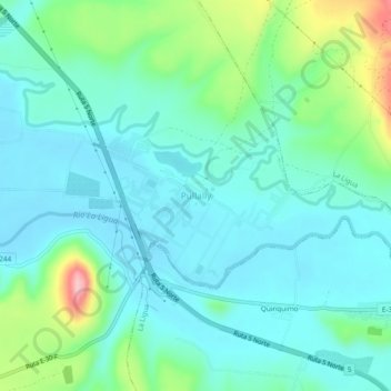 Mapa topográfico Pullally, altitud, relieve