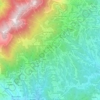 Mapa topográfico Bulliana, altitud, relieve