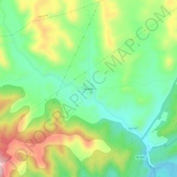 Mapa topográfico Gualda, altitud, relieve