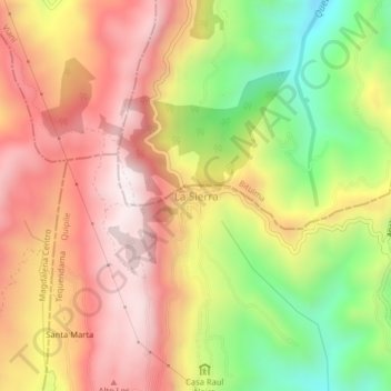 Mapa topográfico La Sierra, altitud, relieve