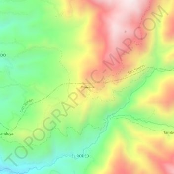 Mapa topográfico Otavalo, altitud, relieve