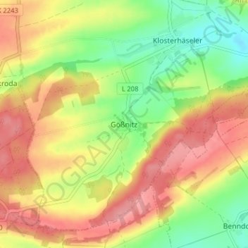 Mapa topográfico Gößnitz, altitud, relieve