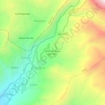 Mapa topográfico Señor de Mayo de Catay, altitud, relieve
