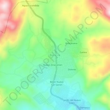 Mapa topográfico Betania, altitud, relieve