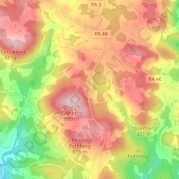 Mapa topográfico Sperlbrunn, altitud, relieve