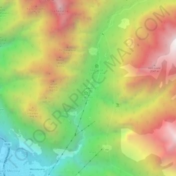 Mapa topográfico Codera, altitud, relieve