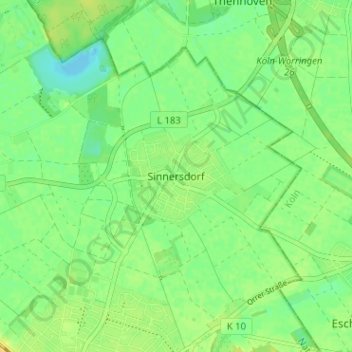Mapa topográfico Sinnersdorf, altitud, relieve